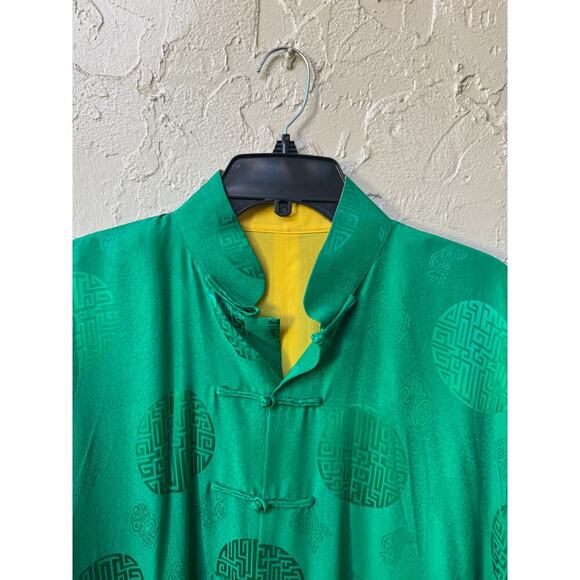 Vintage Mode Elegante 100% Silk Green Chinese Jacket SZ L Kowloon Hong Kong RARE - Picture 2 of 10